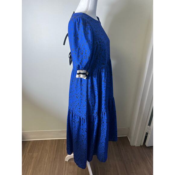 Crosby Blue Black Speckled Tiered Maxi Dress XS - Picture 2 of 5